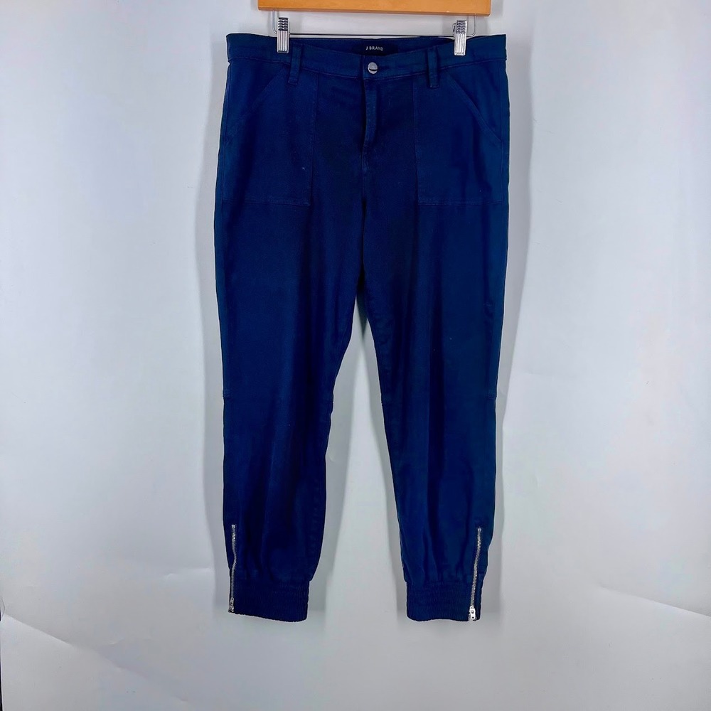 J Brand Arkin Zip Ankle Jogger Pants Night Out Navy Blue Size 30 JB002784